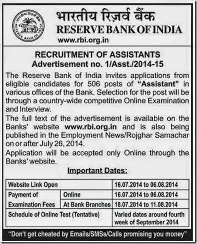 rbi-assistant-recruitment-2014-506-assistant-vacancies